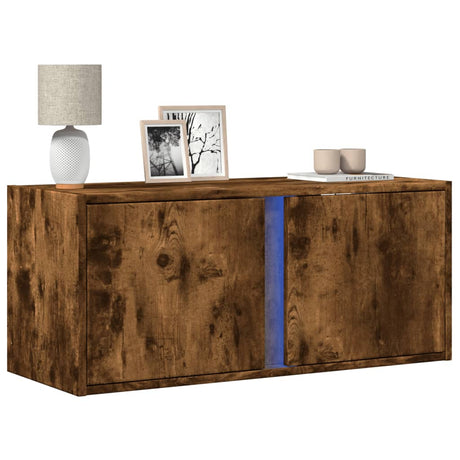 Tv Wall Cabinet With Led Lights 80X31X35 Cm