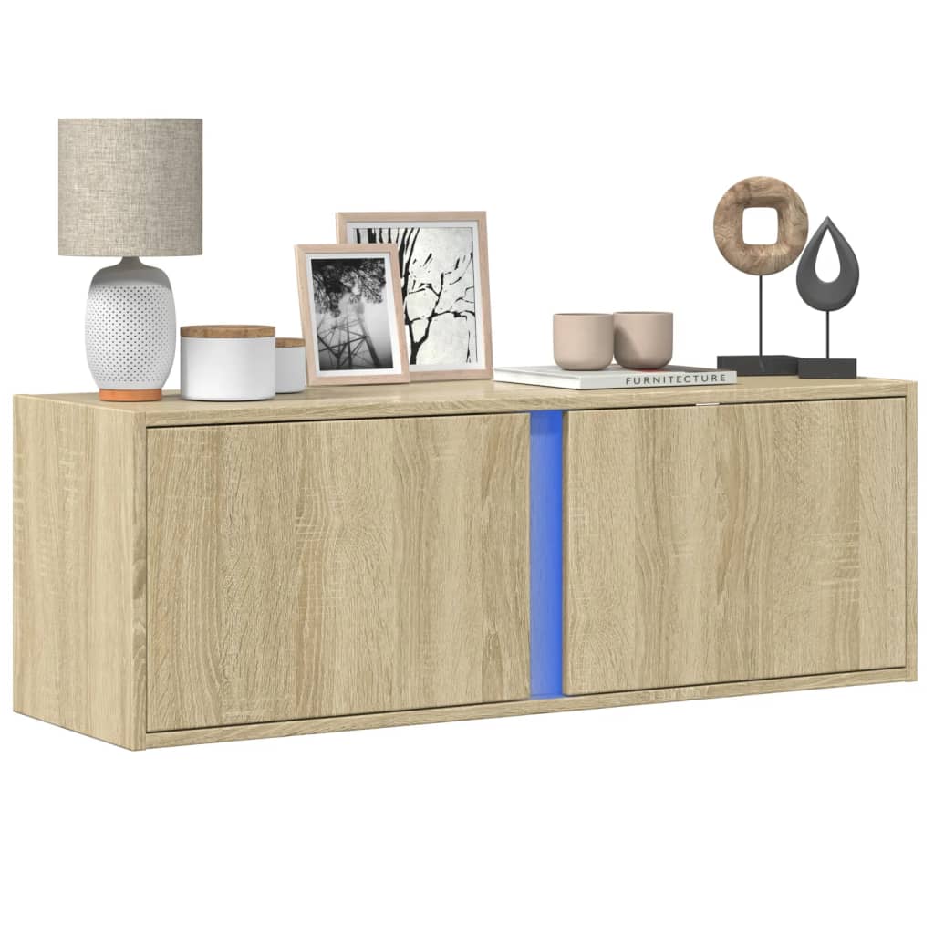 Tv Wall Cabinet With Led Lights 80X31X35 Cm