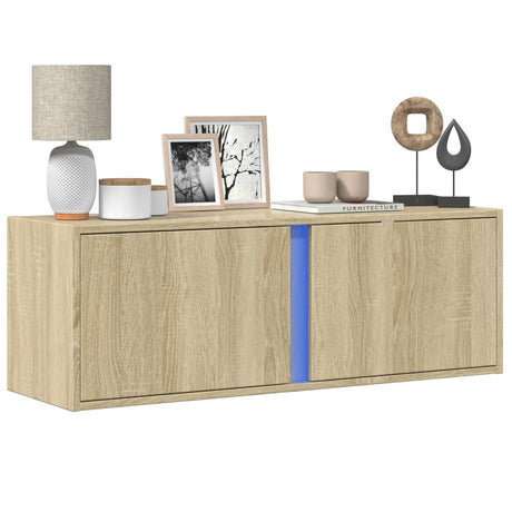 Tv Wall Cabinet With Led Lights 80X31X35 Cm