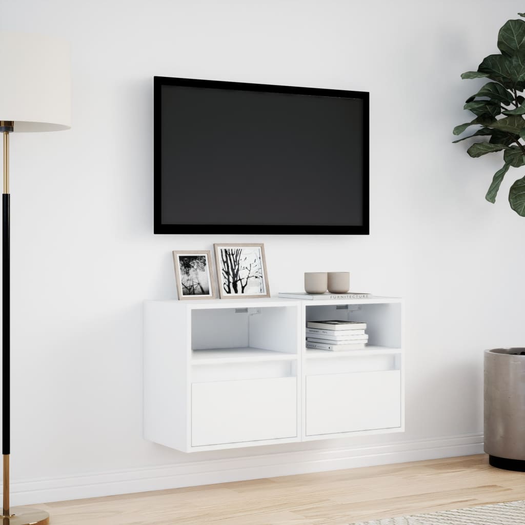 Tv Wall Cabinets With Led Lights 2 Pcs 41X31X45 Cm