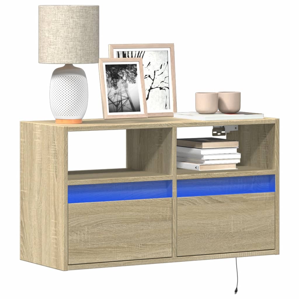 Tv Wall Cabinets With Led Lights 2 Pcs 41X31X45 Cm