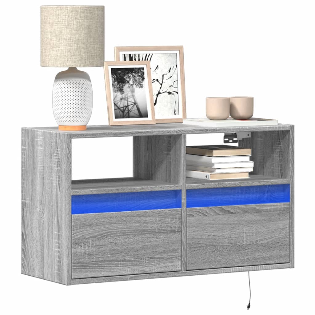 Tv Wall Cabinets With Led Lights 2 Pcs 41X31X45 Cm