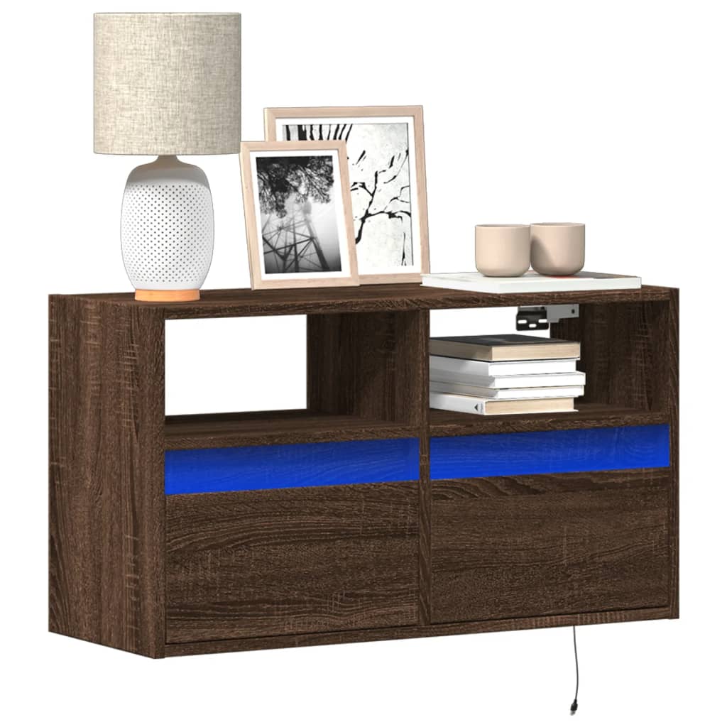 Tv Wall Cabinets With Led Lights 2 Pcs 41X31X45 Cm