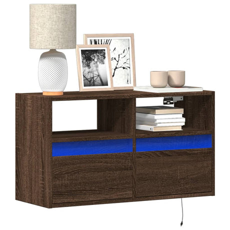 Tv Wall Cabinets With Led Lights 2 Pcs 41X31X45 Cm