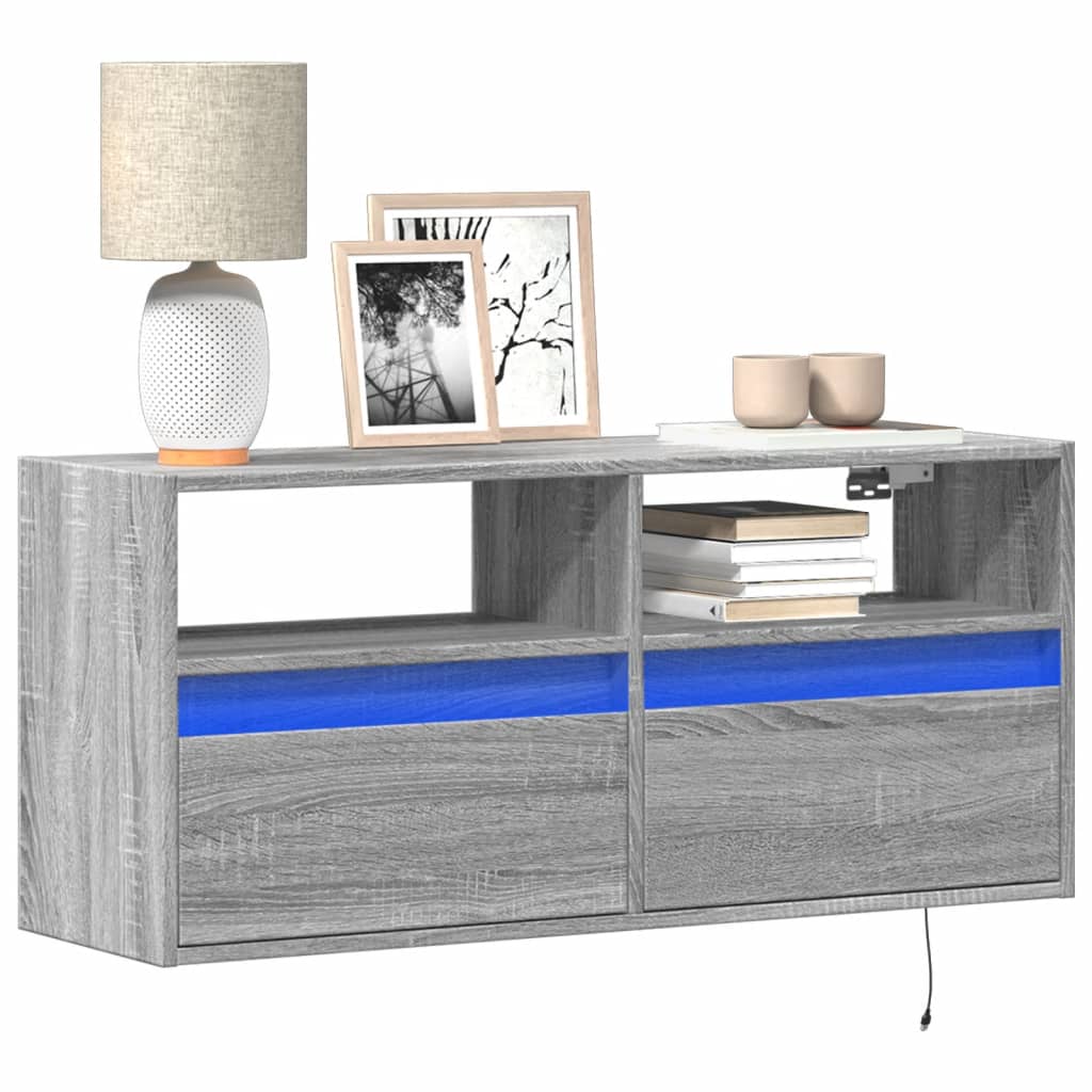 Tv Wall Cabinets With Led Lights 2 Pcs 41X31X45 Cm