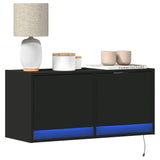 Tv Wall Cabinet With Led Lights 80X31X35 Cm