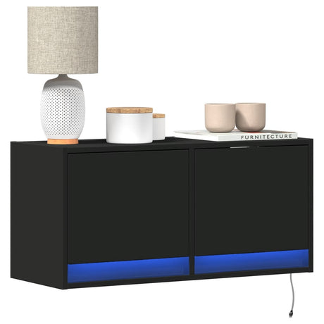 Tv Wall Cabinet With Led Lights 80X31X35 Cm