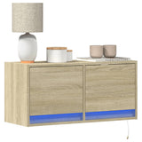 Tv Wall Cabinet With Led Lights 80X31X35 Cm