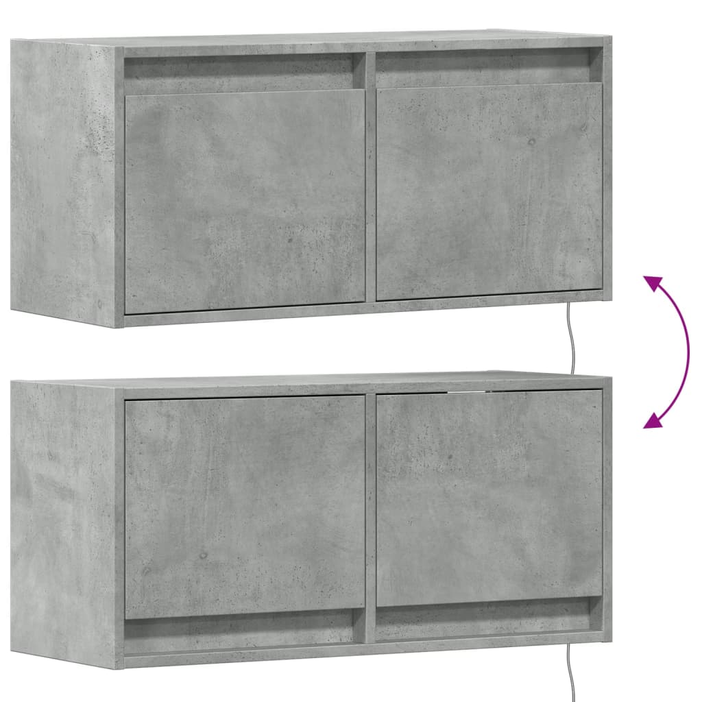Tv Wall Cabinet With Led Lights 80X31X35 Cm
