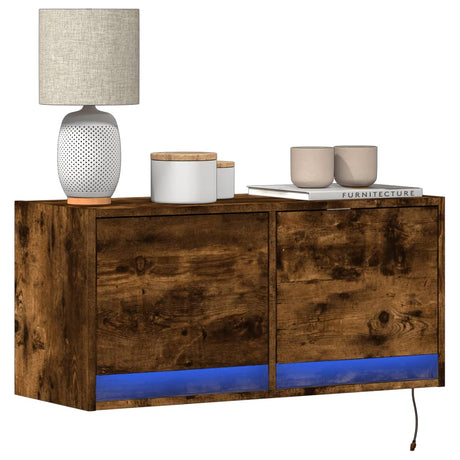 Tv Wall Cabinet With Led Lights 80X31X35 Cm