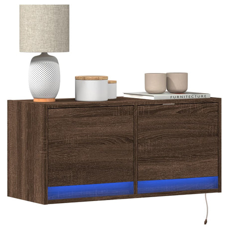 Tv Wall Cabinet With Led Lights 80X31X35 Cm