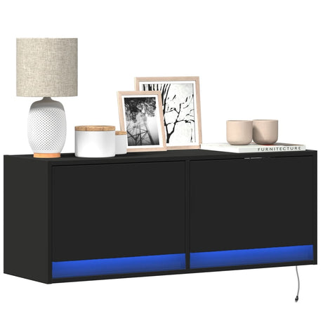 Tv Wall Cabinet With Led Lights 80X31X35 Cm