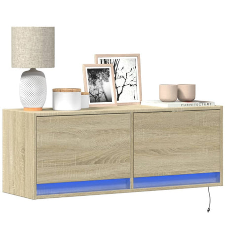 Tv Wall Cabinet With Led Lights 80X31X35 Cm