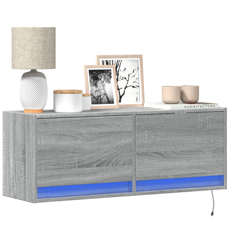 Tv Wall Cabinet With Led Lights 80X31X35 Cm
