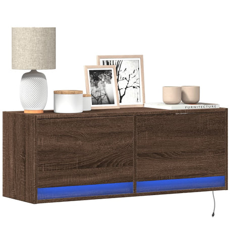 Tv Wall Cabinet With Led Lights 80X31X35 Cm