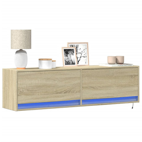 Tv Wall Cabinet With Led Lights 80X31X35 Cm