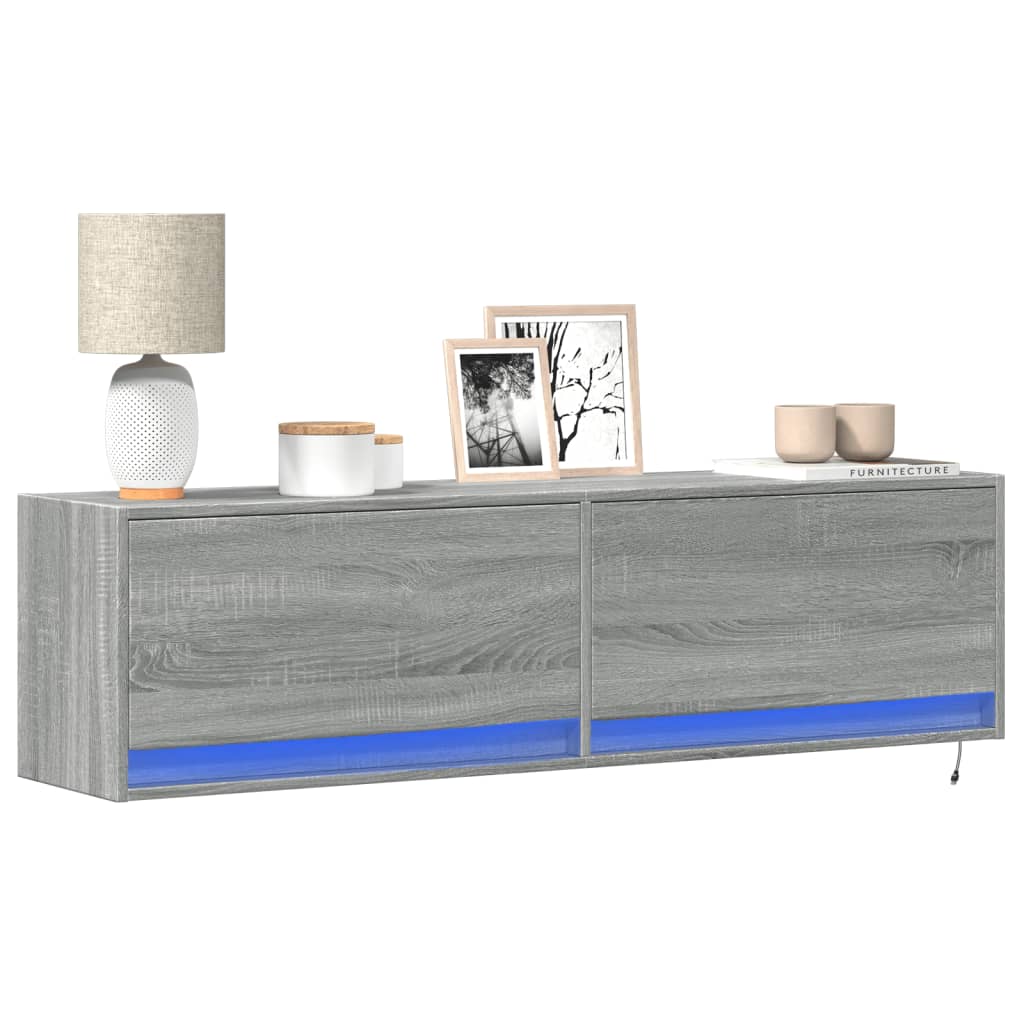 Tv Wall Cabinet With Led Lights 80X31X35 Cm