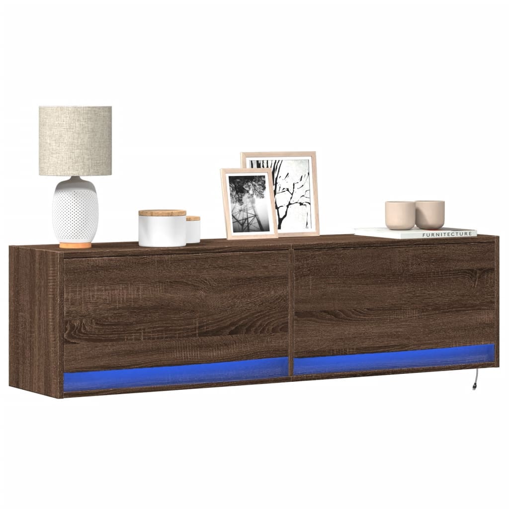 Tv Wall Cabinet With Led Lights 80X31X35 Cm