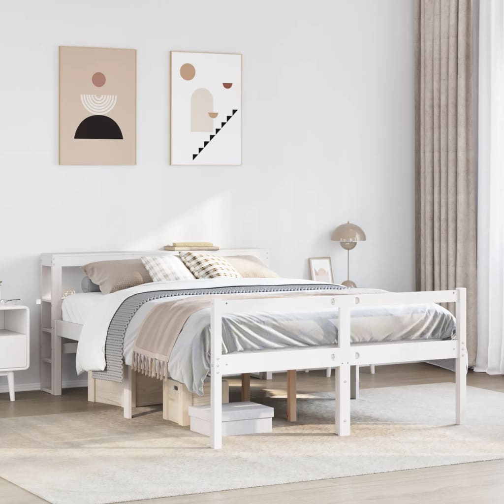 Senior Bed with Headboard without Mattress White 140x200 cm