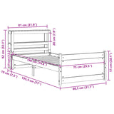 Bed Frame With Headboard Without Mattress 75X190 Cm Small Single