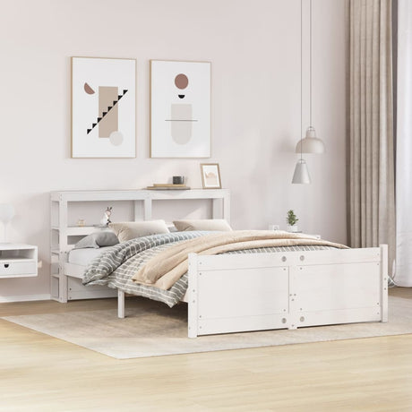 Bed Frame With Headboard Without Mattress White 160X200 Cm