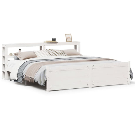 Bed Frame With Headboard Without Mattress White 200X200 Cm