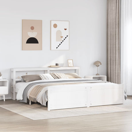 Bed Frame With Headboard Without Mattress White 200X200 Cm