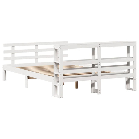 Bed Frame With Headboard Without Mattress White 140X190 Cm