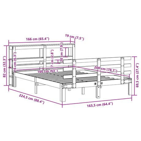 Bed Frame With Headboard Without Mattress White 160X200 Cm