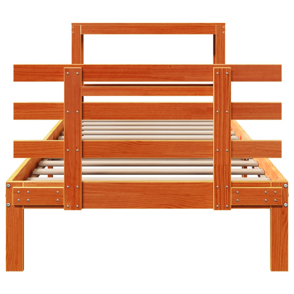 Bed Frame With Headboard Without Mattress Wax Brown 90X190 Cm Single