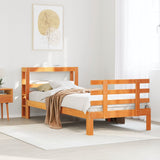 Bed Frame With Headboard Without Mattress Wax Brown 90X190 Cm Single