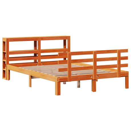 Bed Frame With Headboard Without Mattress Wax Brown 135X190 Cm Double