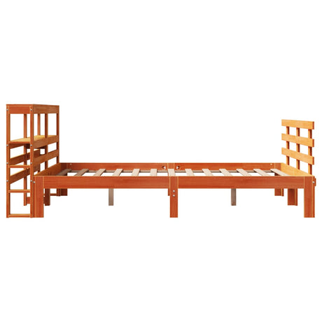 Bed Frame With Headboard Without Mattress Wax Brown 135X190 Cm Double