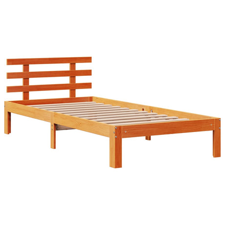 Bed Frame With Headboard Without Mattress Wax Brown 100X200 Cm