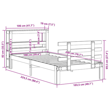 Bed Frame With Headboard Without Mattress Wax Brown 100X200 Cm