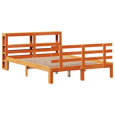 Bed Frame With Headboard Without Mattress Wax Brown 150X200 Cm King Size