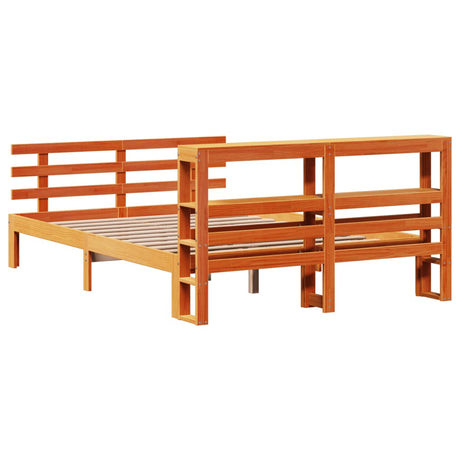 Bed Frame With Headboard Without Mattress Wax Brown 150X200 Cm King Size