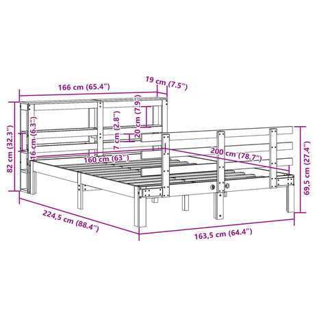 Bed Frame With Headboard Without Mattress Wax Brown 160X200 Cm