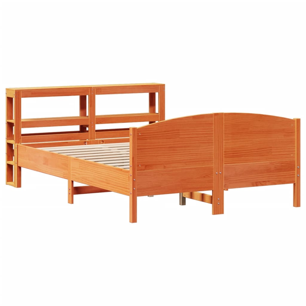 Bed Frame without Mattress Wax Brown 150x200 cm King Size Solid Wood Pine