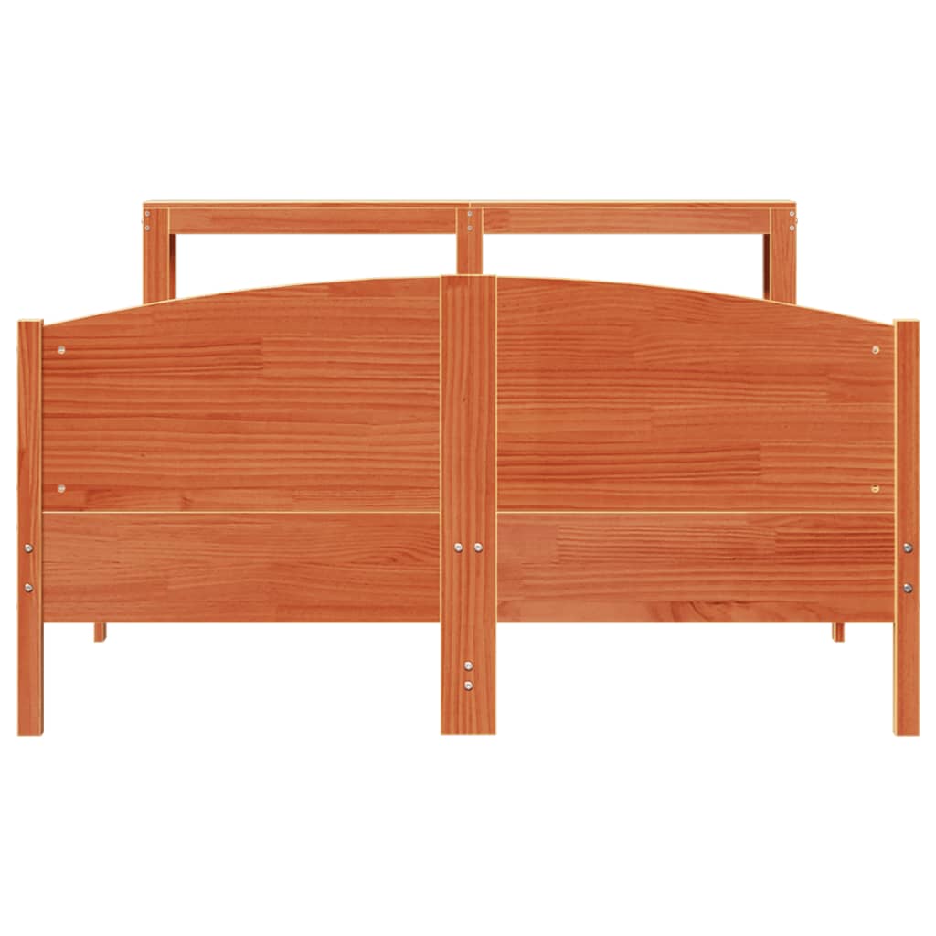 Bed Frame without Mattress Wax Brown 150x200 cm King Size Solid Wood Pine
