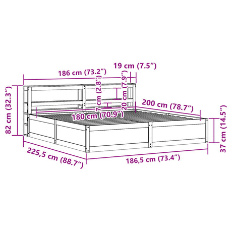 Bed Frame With Headboard Super King Solid Wood Pine