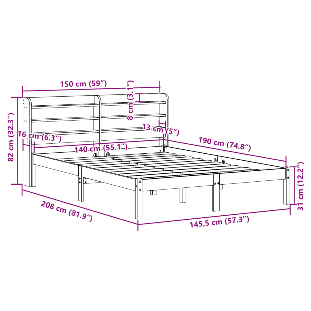 Bed Frame Without Mattress Solid Wood Pine