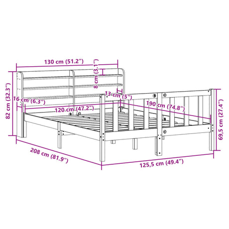 Bed Frame Without Mattress Small Double Solid Wood Pine
