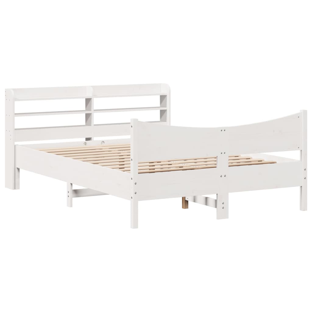 Bed Frame with Headboard White 120x200 cm Solid Wood Pine