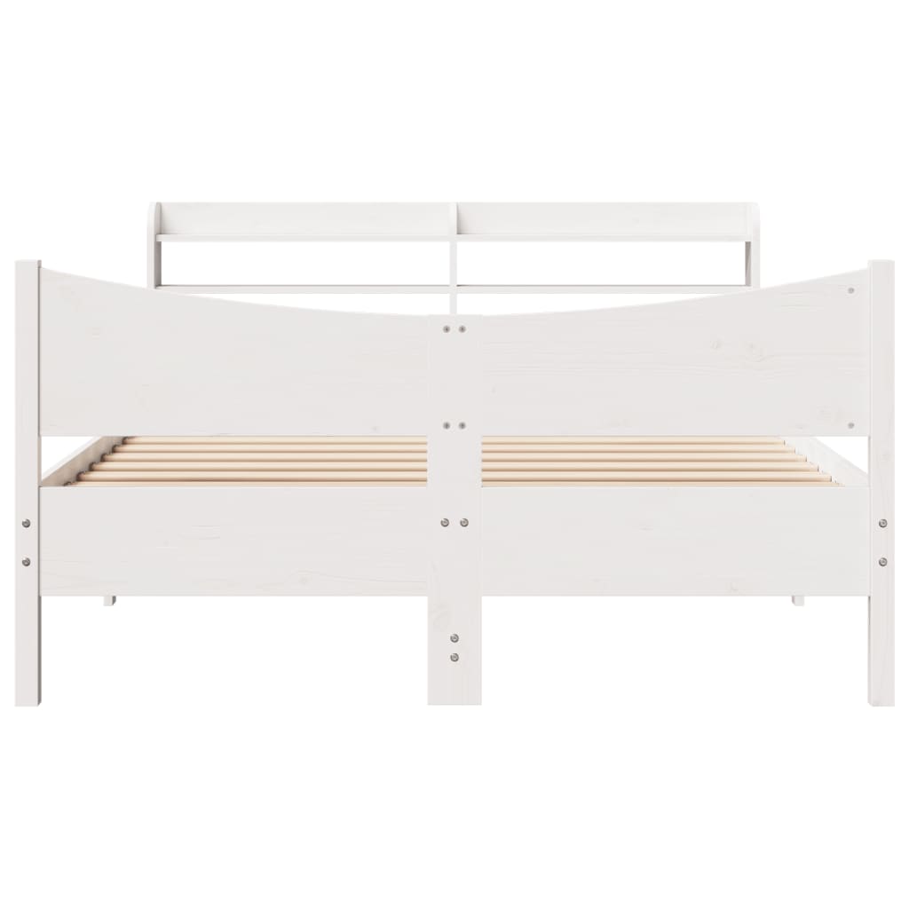Bed Frame with Headboard White 120x200 cm Solid Wood Pine