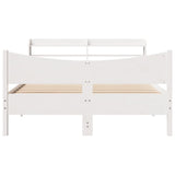 Bed Frame with Headboard White 120x200 cm Solid Wood Pine