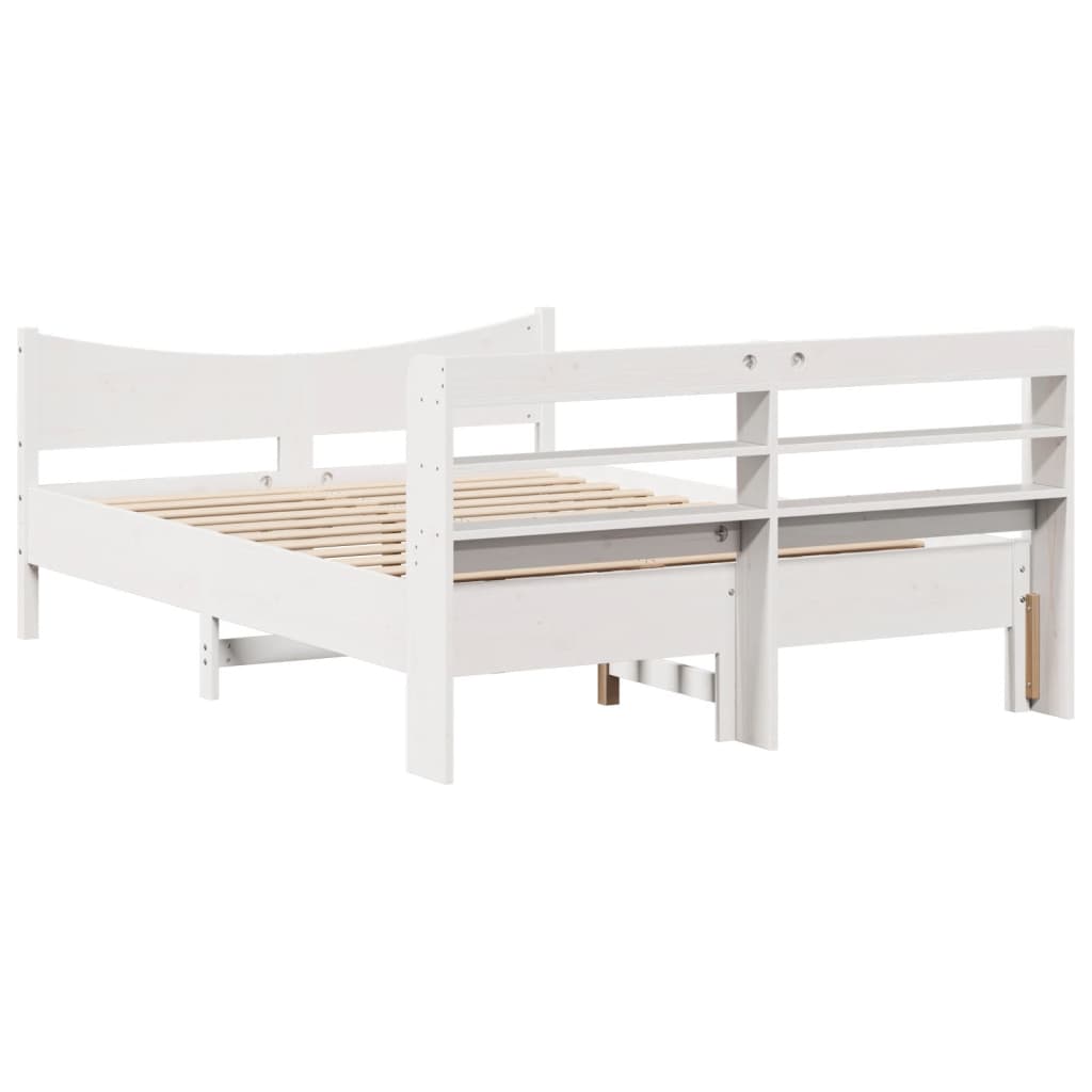 Bed Frame with Headboard White 120x200 cm Solid Wood Pine