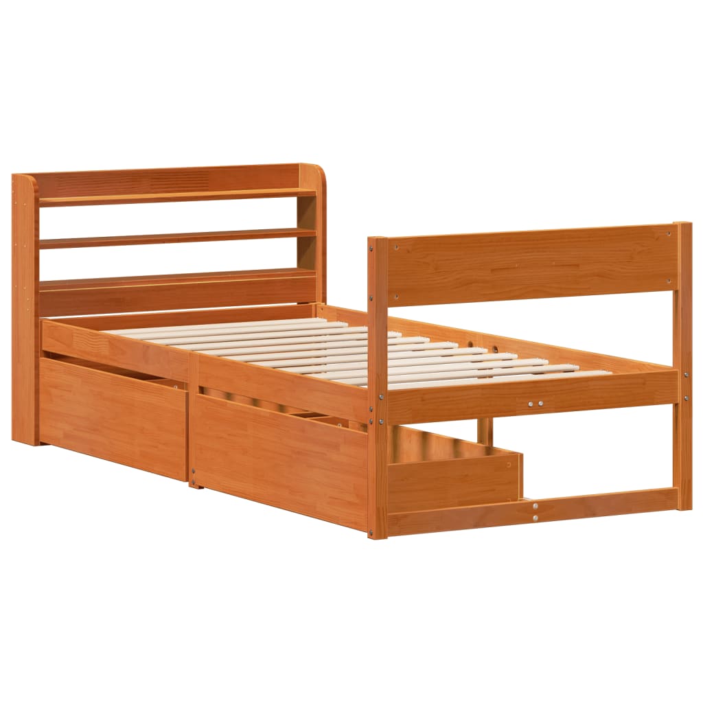 Bed Frame without Mattress Wax Brown 100x200 cm Solid Wood Pine