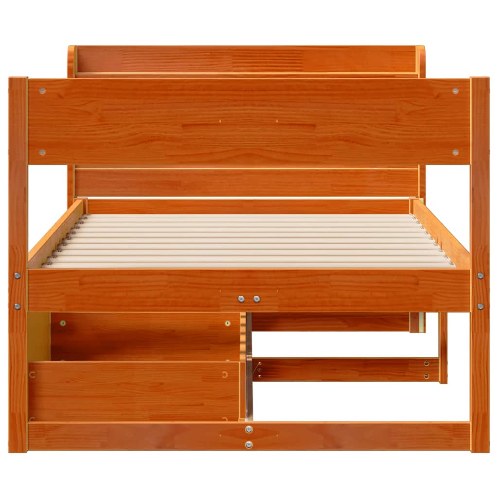 Bed Frame without Mattress Wax Brown 100x200 cm Solid Wood Pine