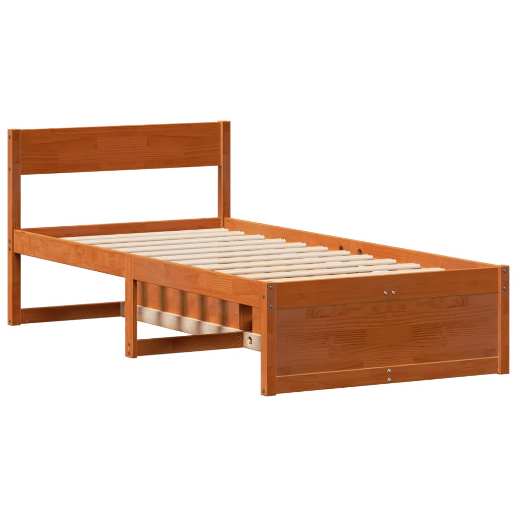 Bed Frame without Mattress Wax Brown 100x200 cm Solid Wood Pine